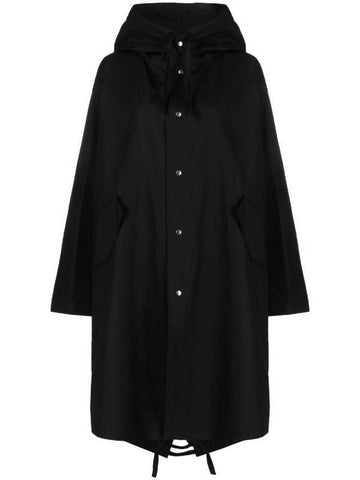 Back Logo Print Hooded Parka Black - JIL SANDER - BALAAN 1