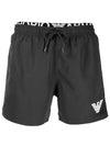 Signature Logo Embroidered Swim Shorts Black - EMPORIO ARMANI - BALAAN 2