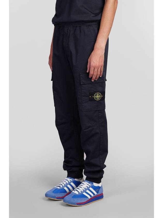 Stretch Cotton Wool Satin Straight Pants Navy - STONE ISLAND - BALAAN 5