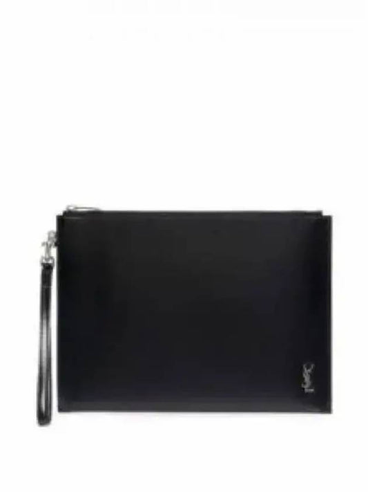 Tiny Monogram Silver Clutch Bag Black - SAINT LAURENT - BALAAN 2