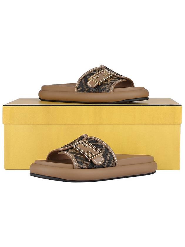 FF Baguette Slide Slippers Brown - FENDI - BALAAN 11