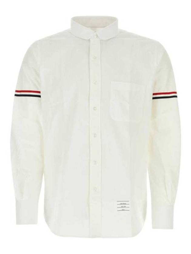 Armband Detail Seersucker Long Sleeve Shirt White - THOM BROWNE - BALAAN 2