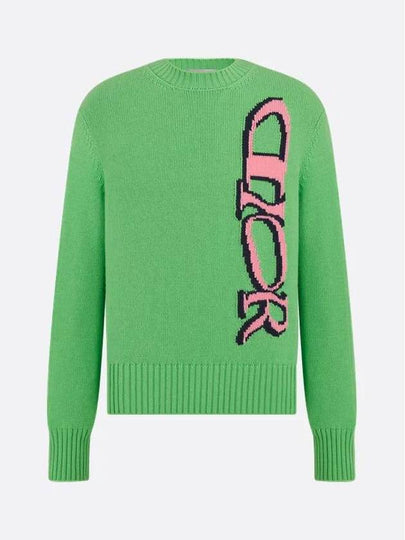 Logo Cashmere Knit Top Green - DIOR - BALAAN 2