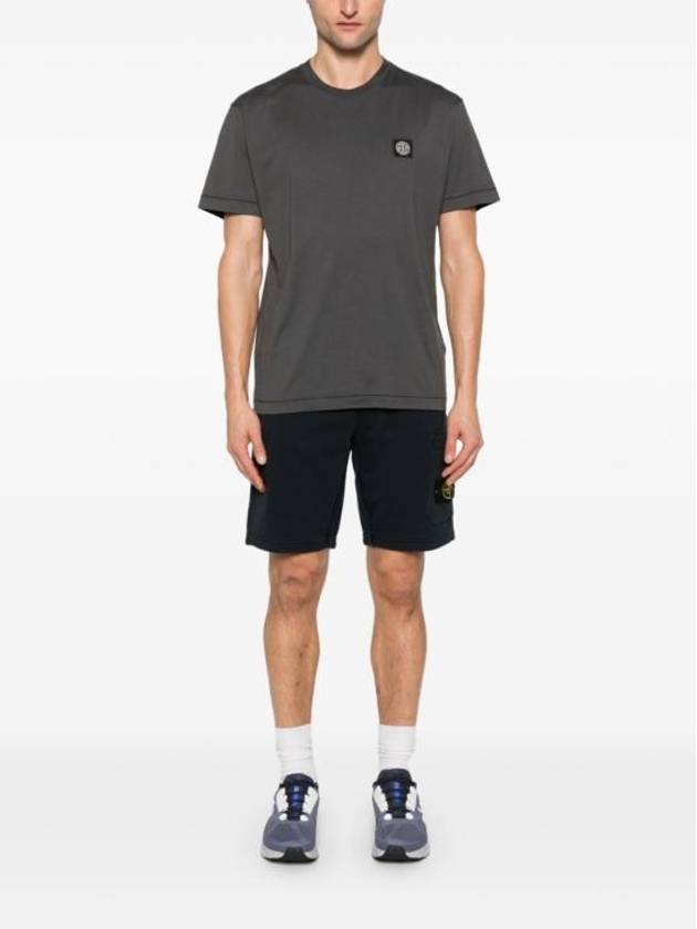 Logo Patch Short Sleeve T-Shirt Charcoal - STONE ISLAND - BALAAN 5