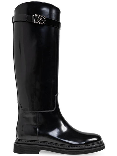 Logo Plaque Long Boots Black - DOLCE&GABBANA - BALAAN 2