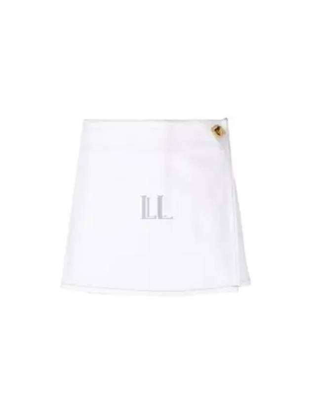 Wrap Denim A-Line Skirt White - GANNI - BALAAN 2