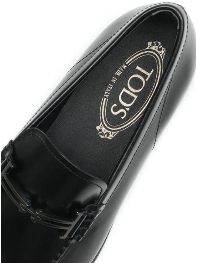 Double T Logo Leather Loafers Black - TOD'S - BALAAN 7