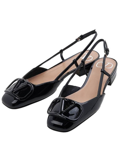 Women's V Logo Signature Leather Mule Sandals Black - VALENTINO - BALAAN 2