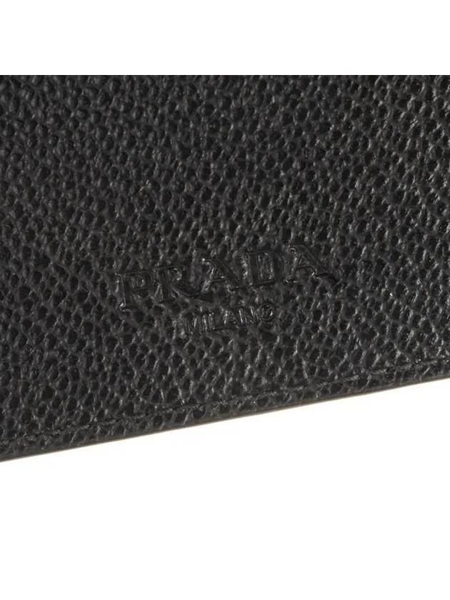 Vitello Grain Silver Logo Card Wallet Black - PRADA - BALAAN 6