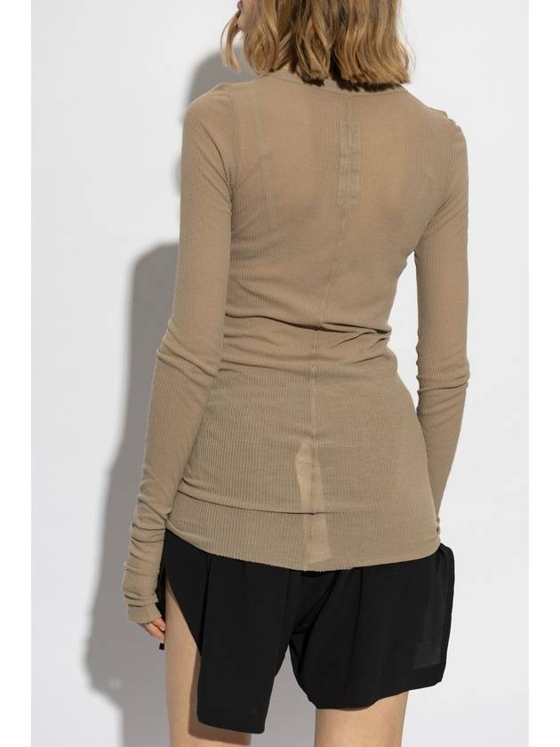 Rick Owens Ribbed Top Rib, Women's, Beige - RICK OWENS - BALAAN 4