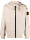 Wappen Patch Cotton Hooded Zip Up Beige - STONE ISLAND - BALAAN 1