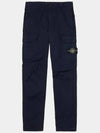 Stretch Cotton Gabardine Garment Dyed Cargo Straight Pants Navy - STONE ISLAND - BALAAN 2