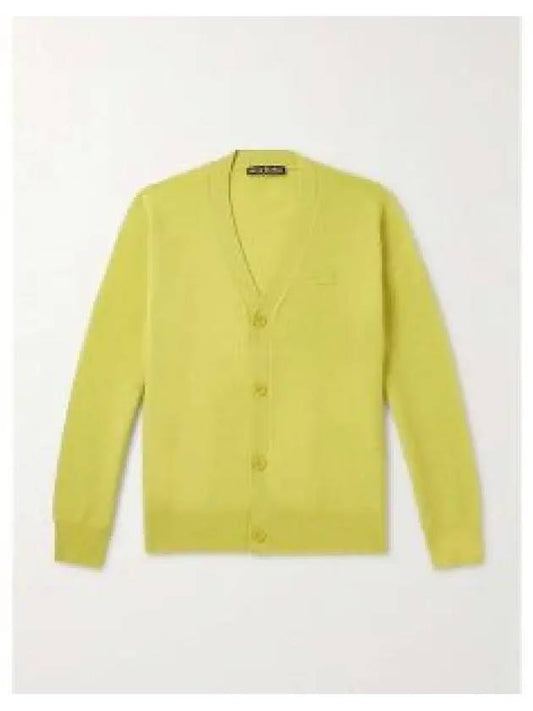 Face Logo V-Neck Cardigan Yellow - ACNE STUDIOS - BALAAN 2