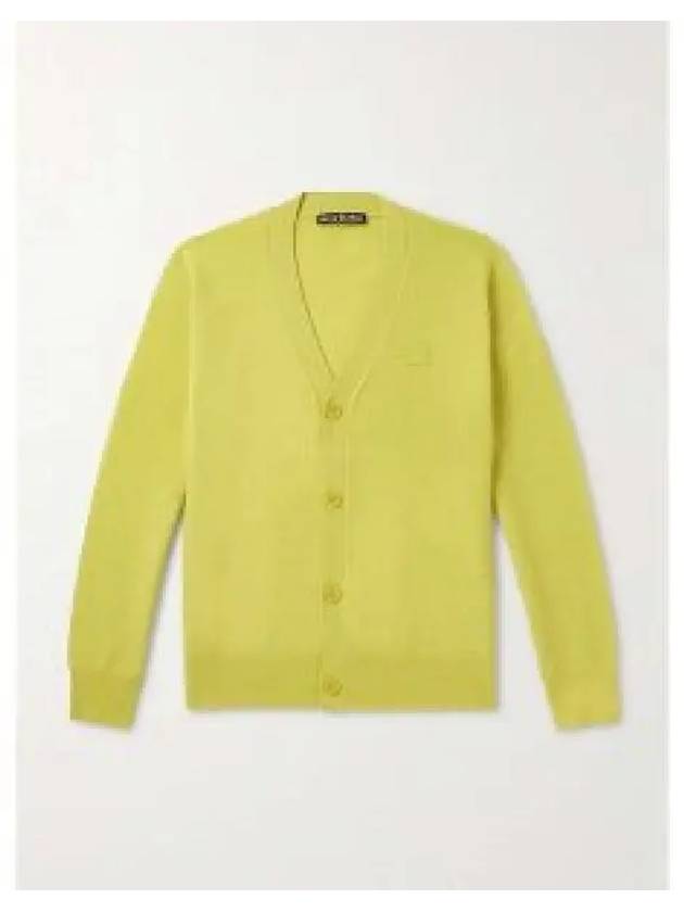 Face Logo V-Neck Cardigan Yellow - ACNE STUDIOS - BALAAN 2