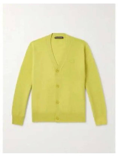 Face Logo V-Neck Cardigan Yellow - ACNE STUDIOS - BALAAN 2