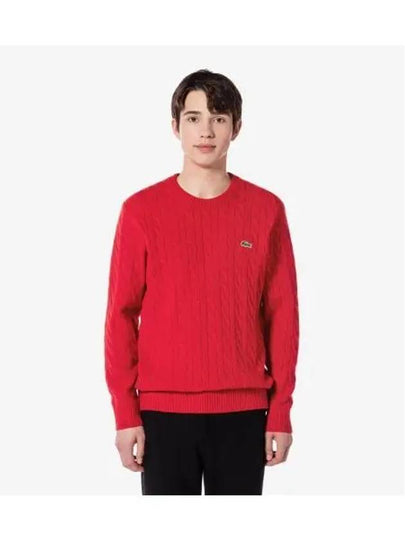 Men's Cable Knit Top Red - LACOSTE - BALAAN 2