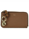 Alphabet Half Zipper Leather Card Wallet Brown - CHLOE - BALAAN 2