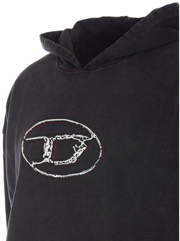 S-Boxt Logo Print Cotton Hoodie Black - DIESEL - BALAAN 5