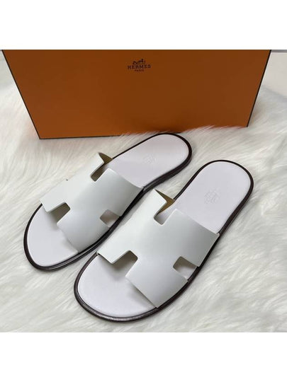 Izmir Leather Slippers Blanc - HERMES - BALAAN 2