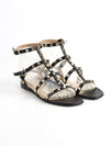 Women's Rockstud Strap Flat Sandals Black - VALENTINO - BALAAN.