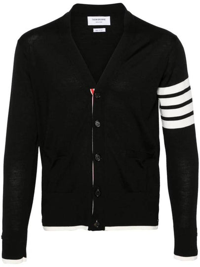 Wool 4-Bar Cardigan Black - THOM BROWNE - BALAAN 2