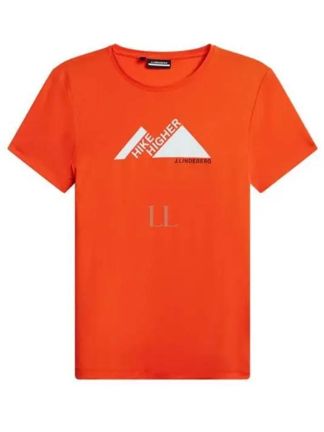 Golf Valeria Graphic Short Sleeve T-Shirt Tangerine Tango - J.LINDEBERG - BALAAN 2