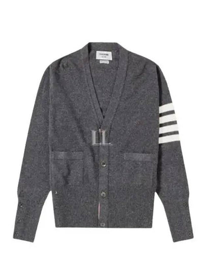 Men's Diagonal Classic Cashmere Cardigan Mid Grey - THOM BROWNE - BALAAN 2