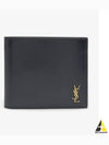 Tiny Cassandre Gold Monogram Half Wallet Black - SAINT LAURENT - BALAAN 2