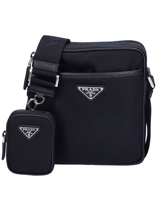 Triangle Logo Re-Nylon Saffiano Leather Cross Bag Black - PRADA - BALAAN 5