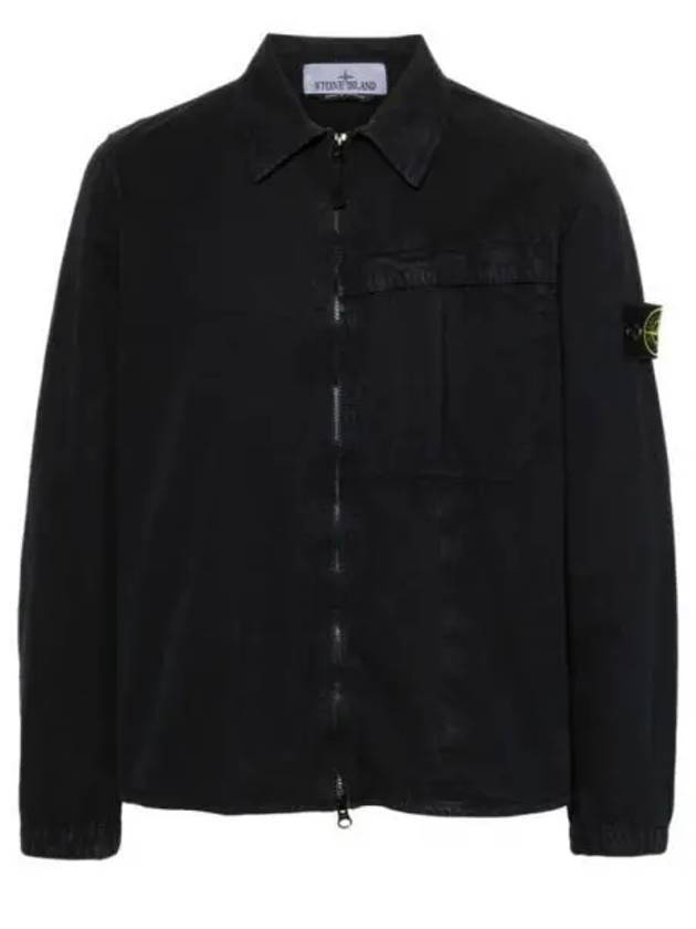 Organic Cotton Shirt Zip Up Jacket Grey - STONE ISLAND - BALAAN 1