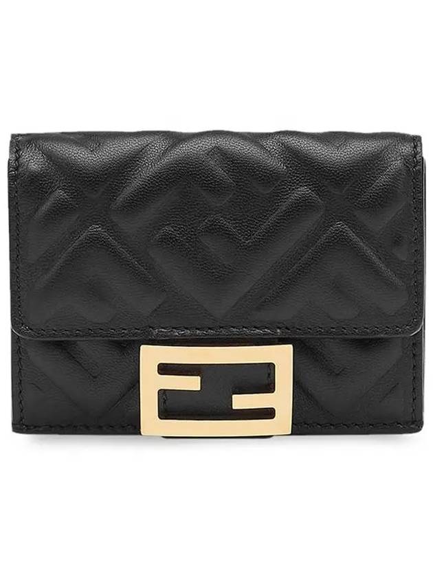 FF Baguette Flap Card Half Wallet Black - FENDI - BALAAN 2