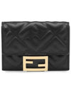 FF Baguette Flap Card Half Wallet Black - FENDI - BALAAN 3