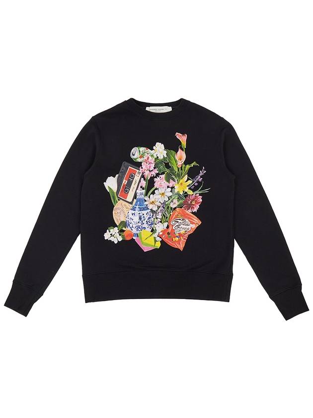 Graphic Print Cotton Sweatshirt Black - GOLDEN GOOSE - BALAAN 2