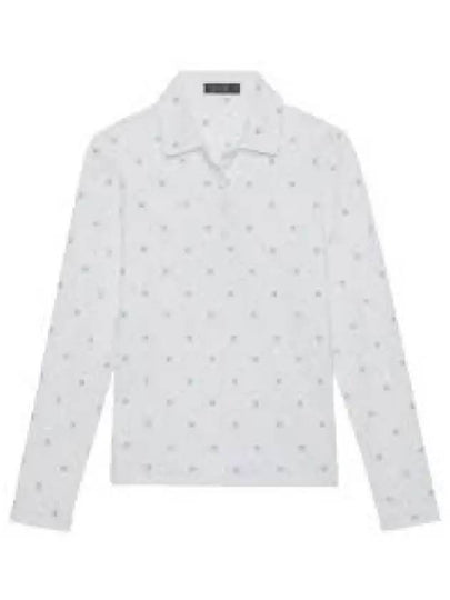 Women's Star Print Long Sleeve Pk Shirt White - G/FORE - BALAAN 2