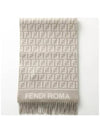 FF Jacquard Fleece Wool Cashmere Scarf Dove Grey - FENDI - BALAAN 3