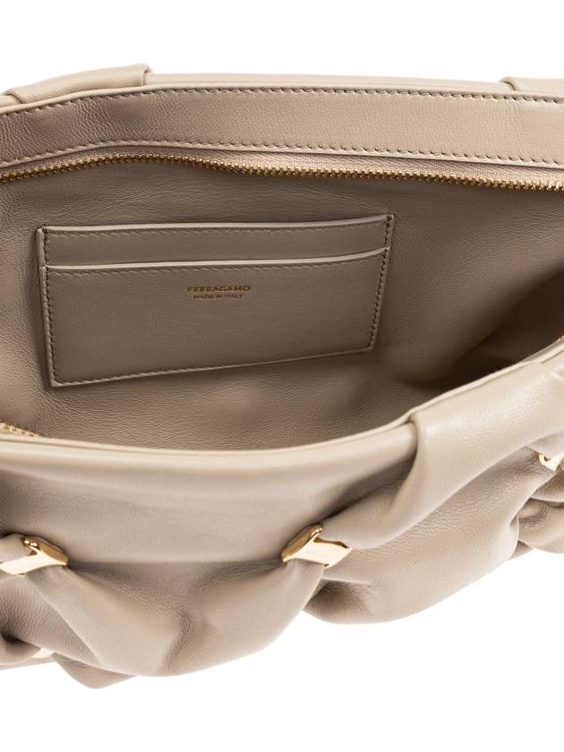 FERRAGAMO Leather Shoulder Bag With Appliqués, Women's, Beige - SALVATORE FERRAGAMO - BALAAN 5