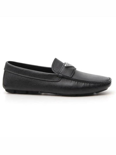 Triangle Logo Saffiano Driving Loafers Black - PRADA - BALAAN 2