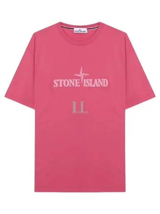 Stitches Two Embroidery Short Sleeve T-Shirt Cyclamen - STONE ISLAND - BALAAN 2