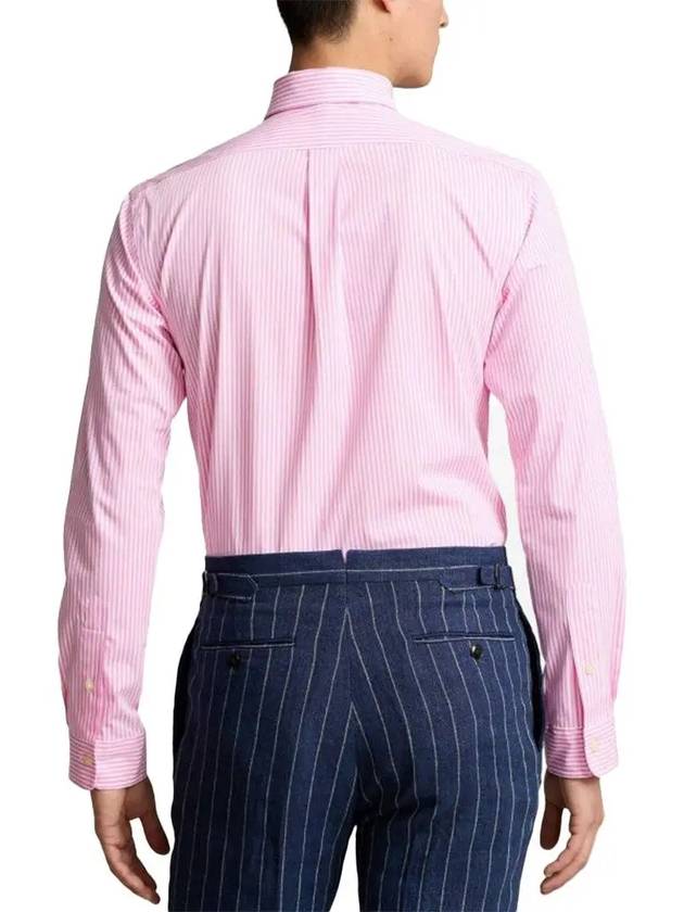 Logo Embroidery Striped Poplin Long Sleeve Shirt Pink - POLO RALPH LAUREN - BALAAN 4