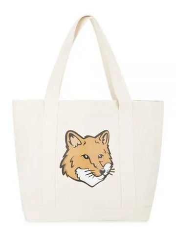 Men s Fox Head Printing Ecru Tote Bag LW05101WW0050 EC 1156529 - MAISON KITSUNE - BALAAN 1