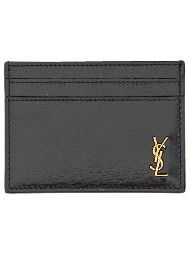 Tiny Monogram Shiny Leather Card Case Black - SAINT LAURENT - BALAAN 2