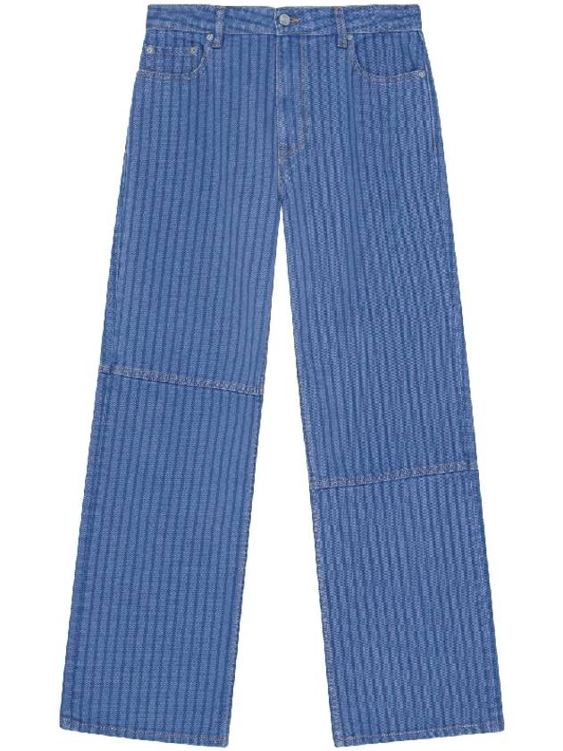 Striped Izey Straight Jeans Blue - GANNI - BALAAN 2