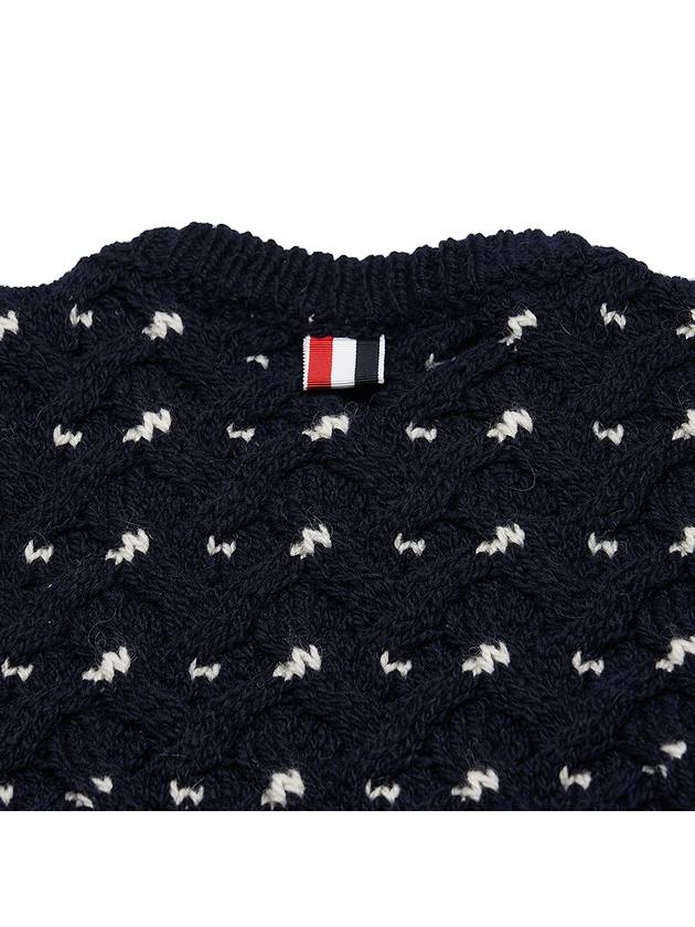 Wool Mohair Long Sleeve Knit Top Navy - THOM BROWNE - BALAAN 8