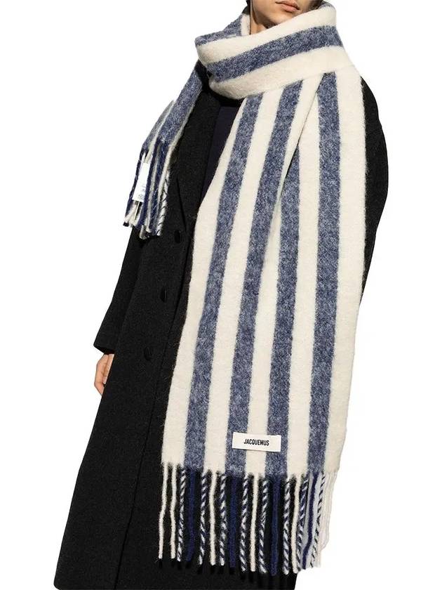 Carro Mohair Alpaca Muffler White Blue - JACQUEMUS - BALAAN 4