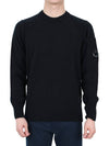 Lens Wappen Classic Crew Neck Wool Knit Top Black - CP COMPANY - BALAAN 3