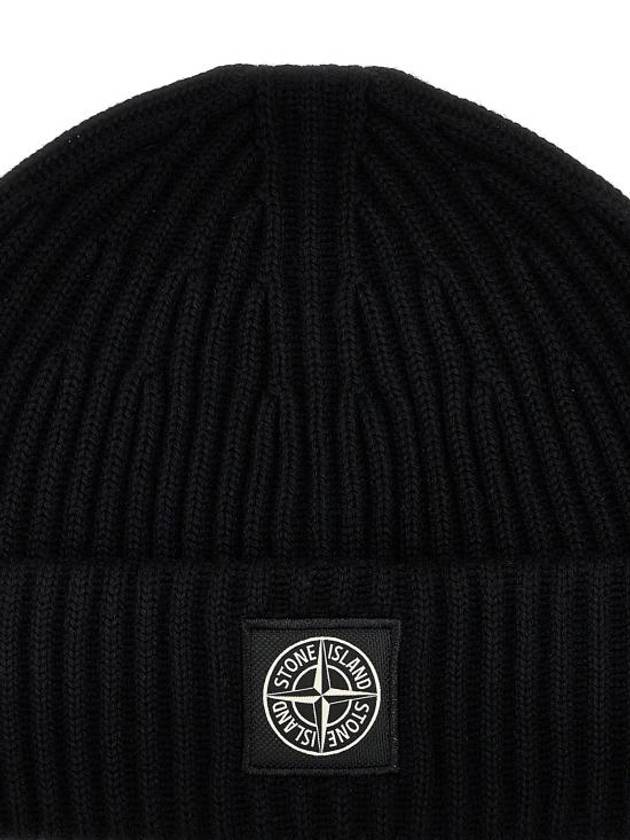 N22C3 Full Rib RWS Wool Beanie Black - STONE ISLAND - BALAAN 4