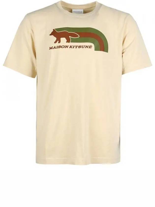 Men's Flash Fox Comfort Short Sleeve T-Shirt Beige - MAISON KITSUNE - BALAAN 2