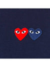 Play Men's Double Heart Wappen Short Sleeve T-Shirt Navy P1 T226 2 - COMME DES GARCONS - BALAAN 3