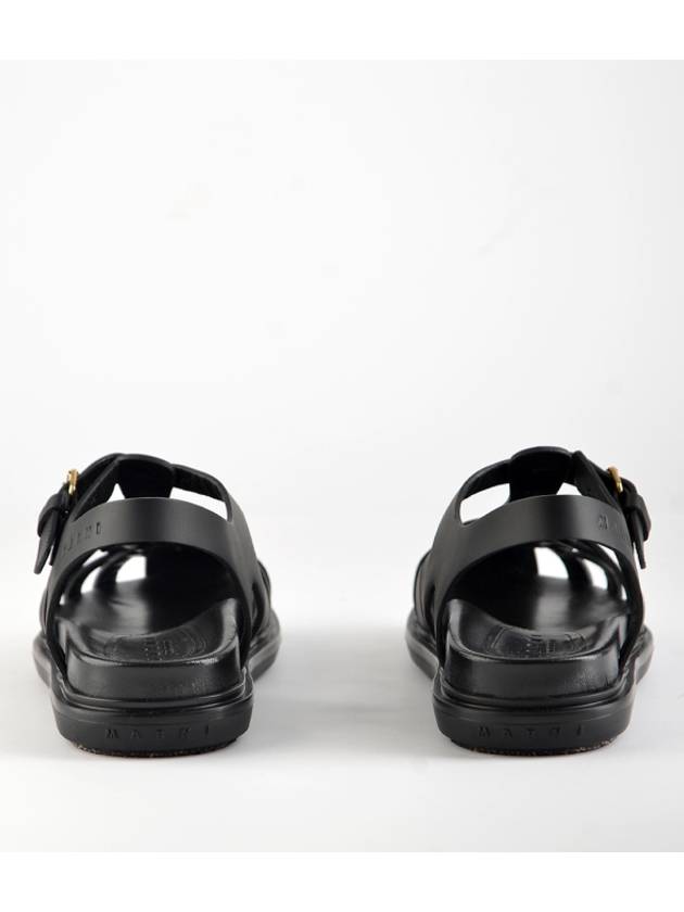 Leather Flat Sandals Black - MARNI - BALAAN 8