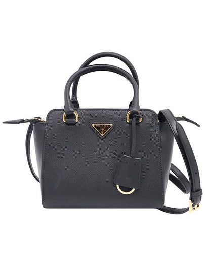 Women s Prada 1BA380 Black Saffiano Gold Triangle Logo Mini Tote 2WAY gt bag Gangbuk used luxury goods - PRADA - BALAAN 2